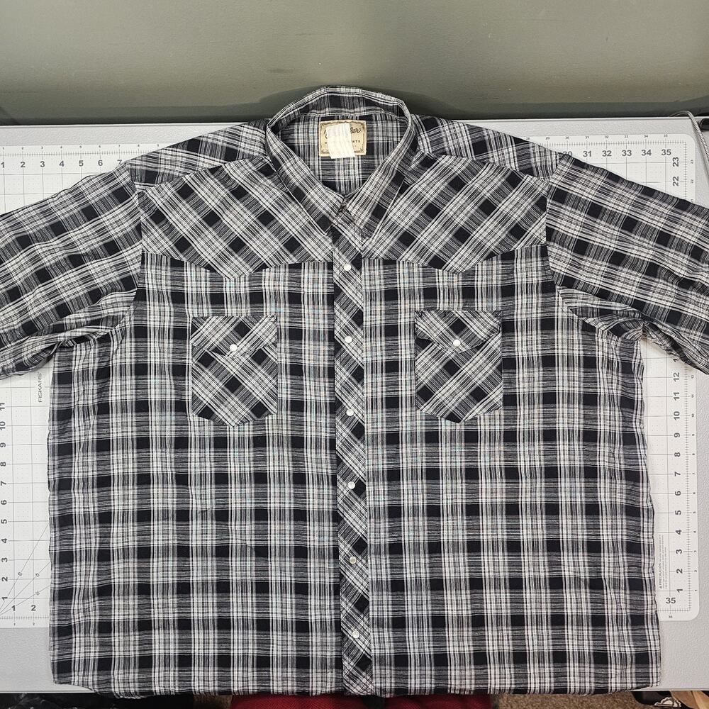 Wrangler Shirt Mens XXXXL S/S Plaid Snap Western Cowboy Rodeo Classic Workwear